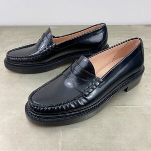 J. Crew Rowan Penny Loafers in Black Leather